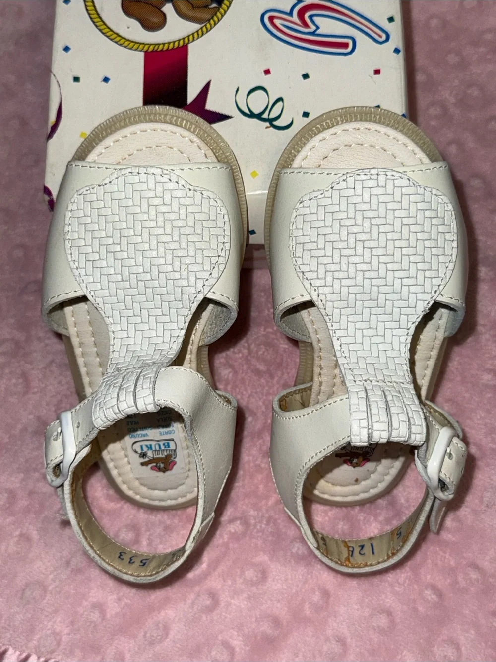 White Kids Leather Sandals - Classic T-Strap